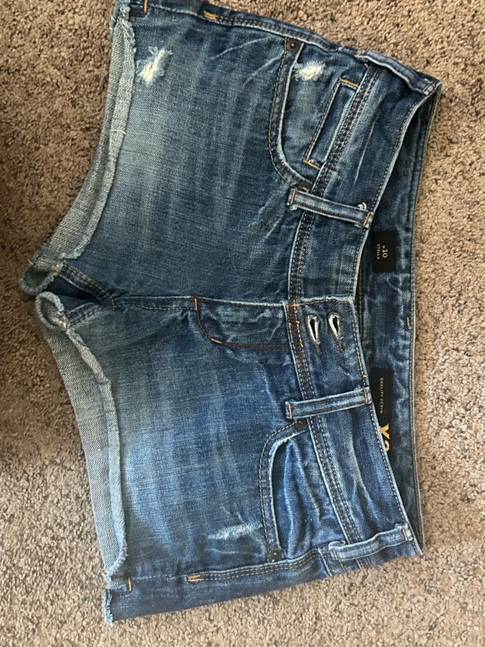 Denim Cutoff Shorts - Distressed Blue